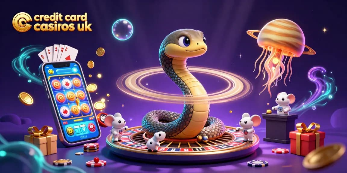 Discover engaging gameplay at credit card casinos UK with festive casino elements in a dynamic illustration.