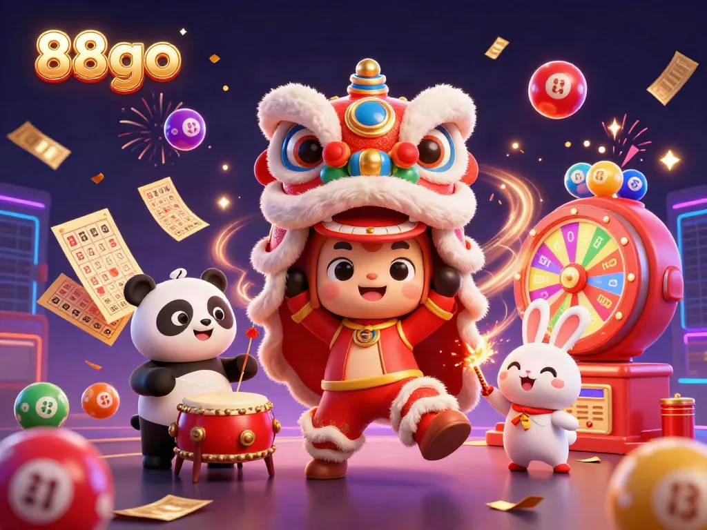 Join the fun at 88go with vibrant characters celebrating a casino adventure surrounded by exciting game elements.