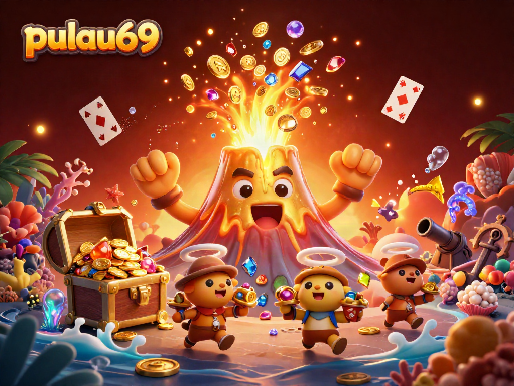 Experience excitement at pulau69 with this vibrant casino-themed 3D illustration.