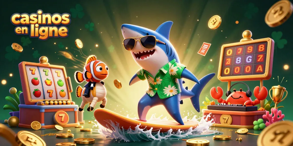 Jouez dans les meilleurs casinos en ligne avec un requin ludique et des éléments de jeu captivants.