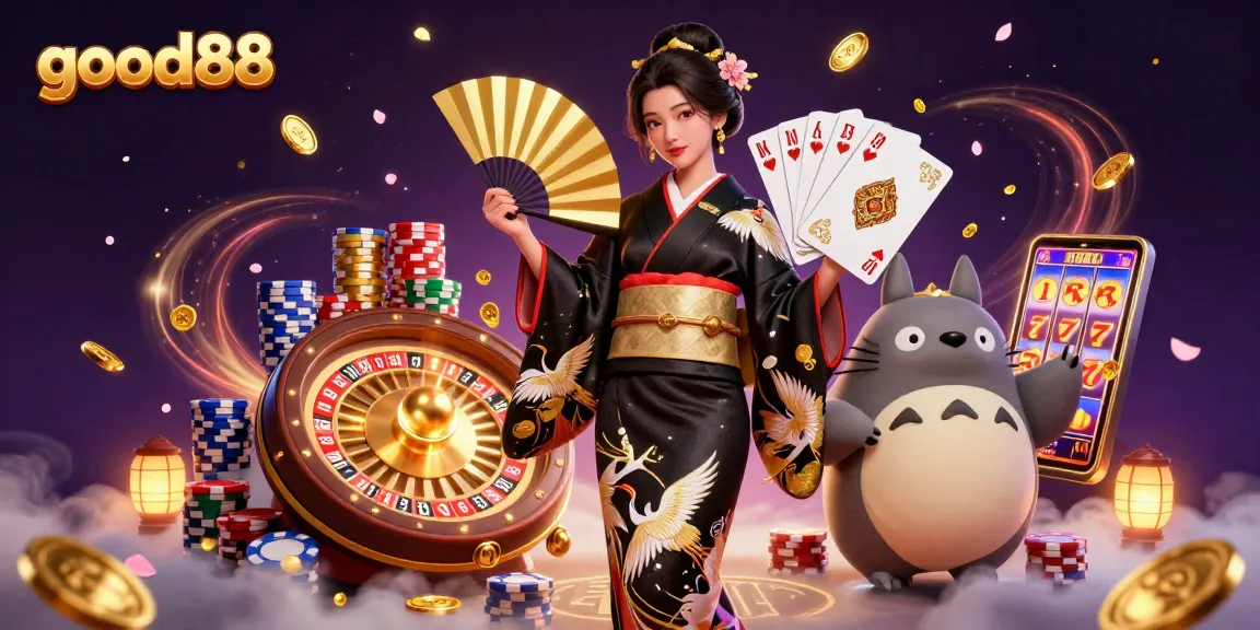 Experience seamless gaming at good88, featuring a vibrant casino scene with dynamic elements and colorful characters.