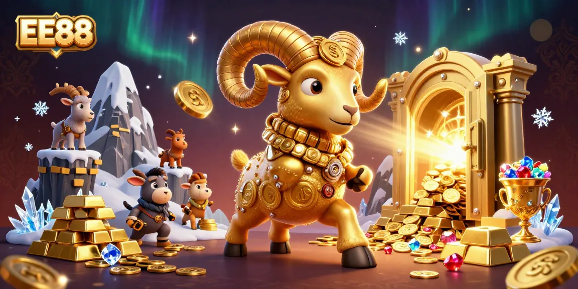 Experience the thrill of EE88 casino action with dynamic gold-themed 3D illustration.