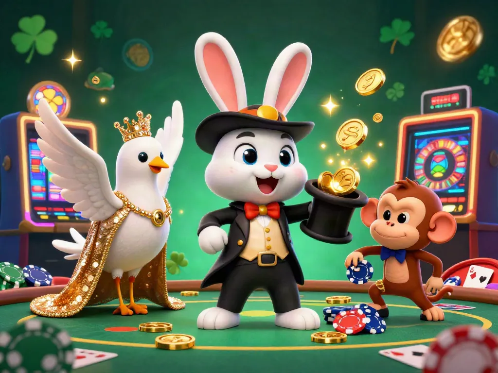 Experience the magic of casino delights with XOILACTV as a cartoon magician and friends create a dazzling scene of interactive gaming excitement.