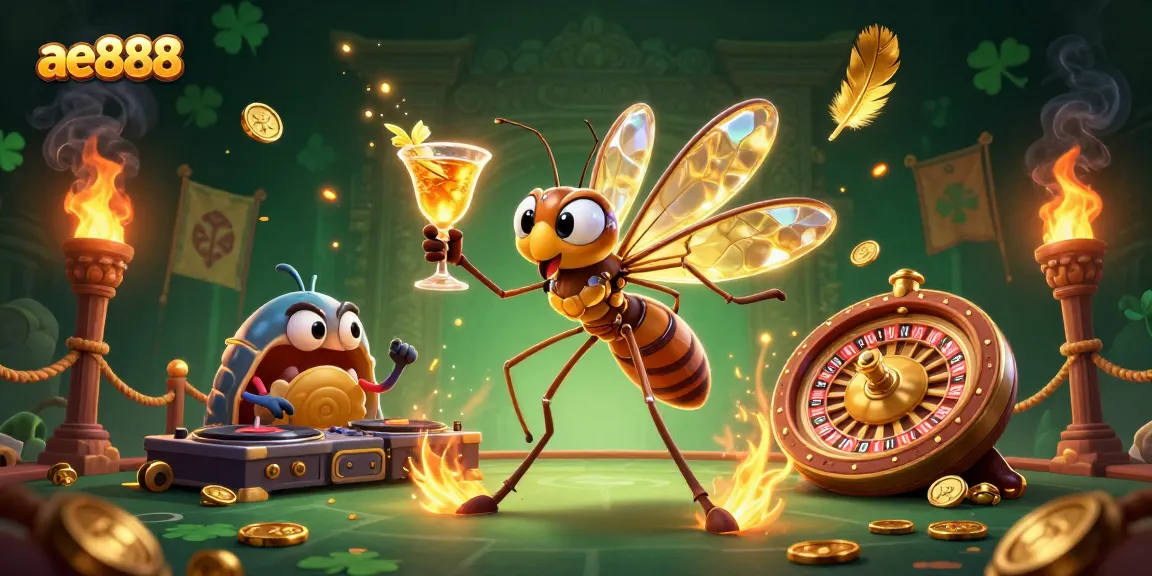 Experience ae888's lively casino atmosphere with a vibrant 3D illustration showcasing unique characters.