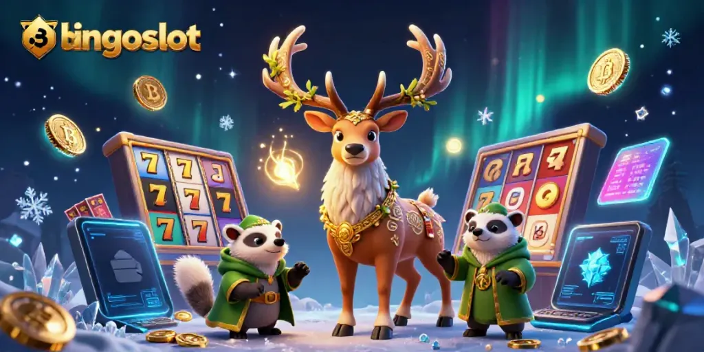 Gambarkan bingoslot pada saluran bingo dengan kartu, simbol keberuntungan, dan acara jackpot.
