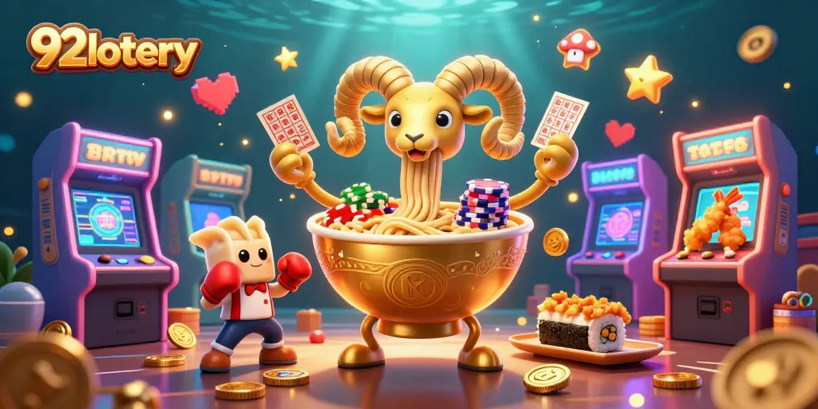 Experience the thrill of 92lottery with dynamic bingo elements in this vibrant arcade casino scene.