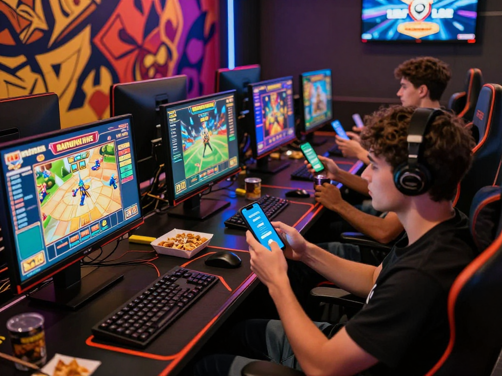 Gamers using raja328 apk in an immersive online gaming environment.