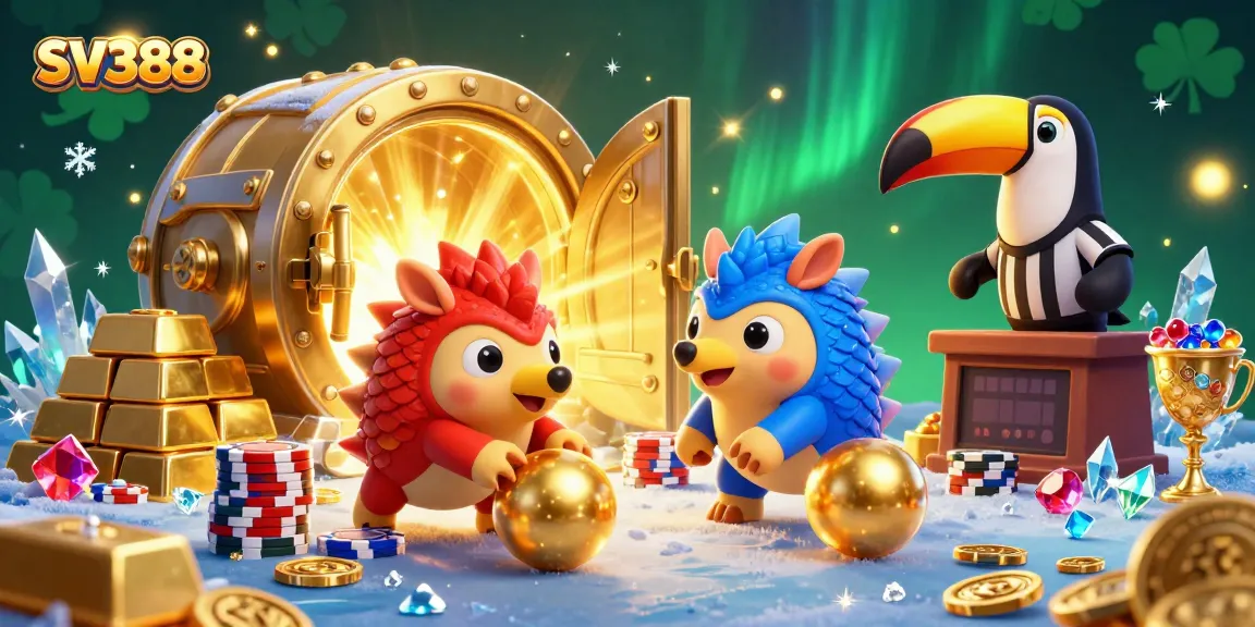 Experience thrilling cockfighting action with SV388, featuring vibrant pangolins amidst golden treasures.