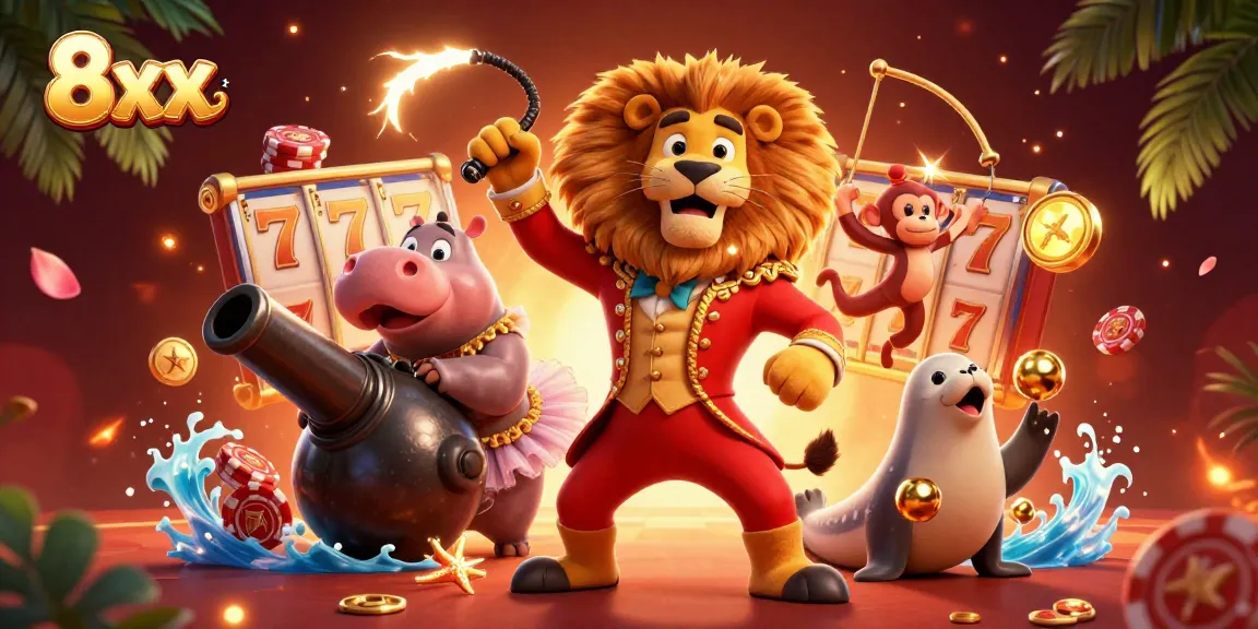 Experience excitement with 8xx casino themed characters amidst vibrant gaming elements.