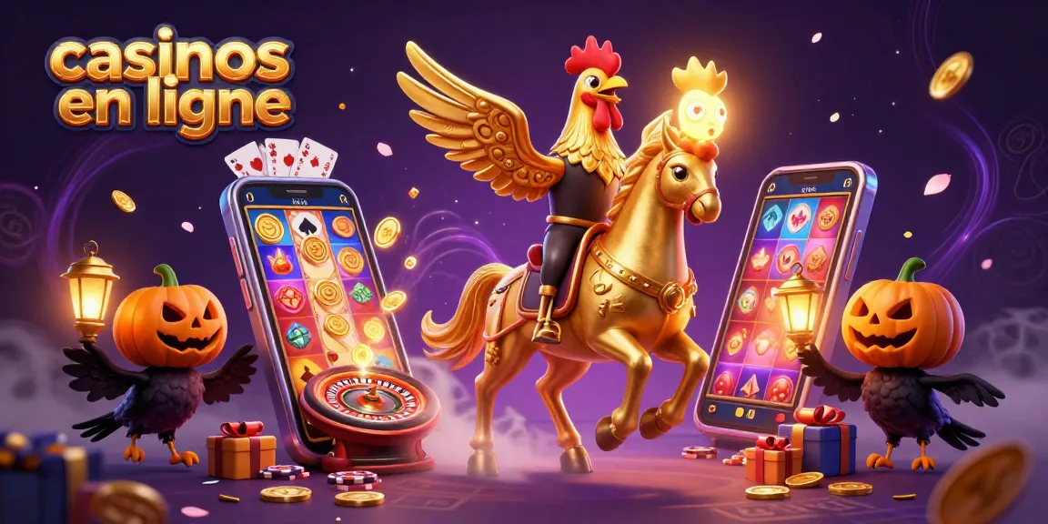 Jouez aux casinos en ligne avec cette illustration captivante d'un coq doré et de ses compagnons dans un casino étoilé.