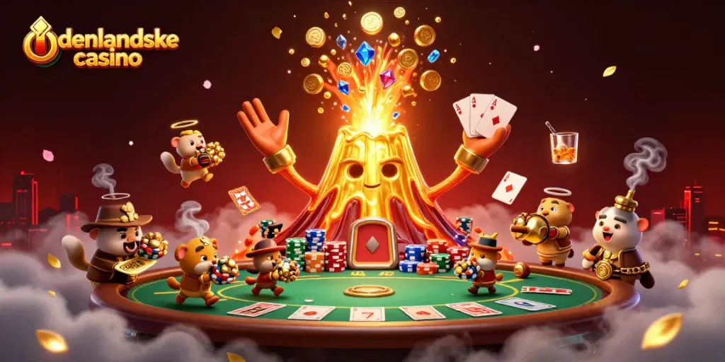 Experience the excitement of udenlandske casino with treasure-filled characters in an enchanting 3D scene.