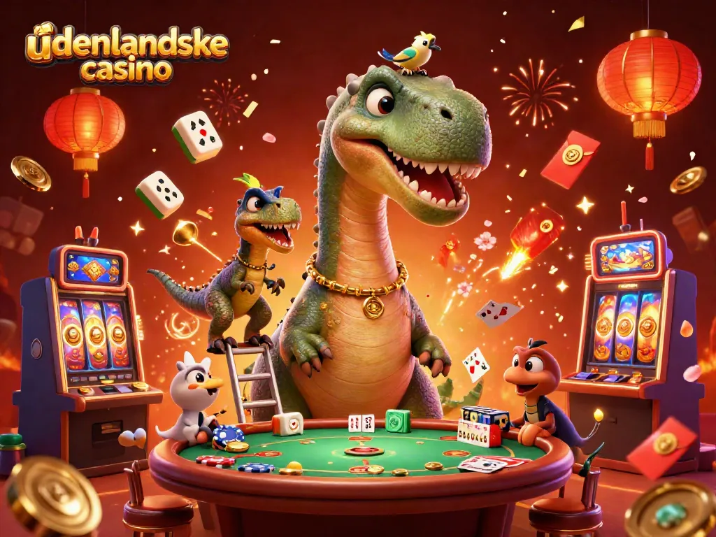 Engaging 3D scene showcasing the excitement of udenlandske casino gaming with vibrant characters and elements.