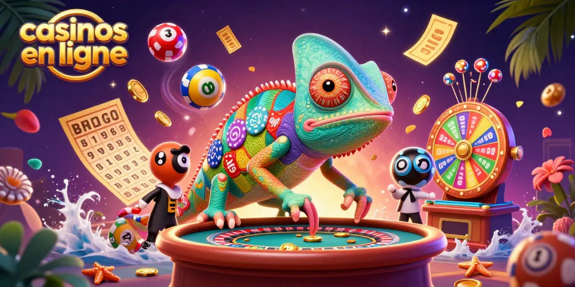 Découvrez les casinos en ligne animés avec un caméléon propriétaire dynamique et des éléments de jeu colorés.