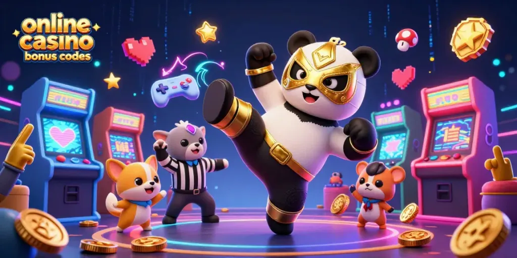 Engaging scene of athletes celebrating with online casino bonus codes, showcasing dynamic action and colorful gaming elements.