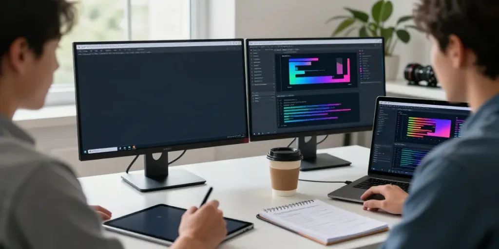 Programming scene showcasing the Outscraper Google Maps Scraper in action, emphasizing data extraction efficiency.