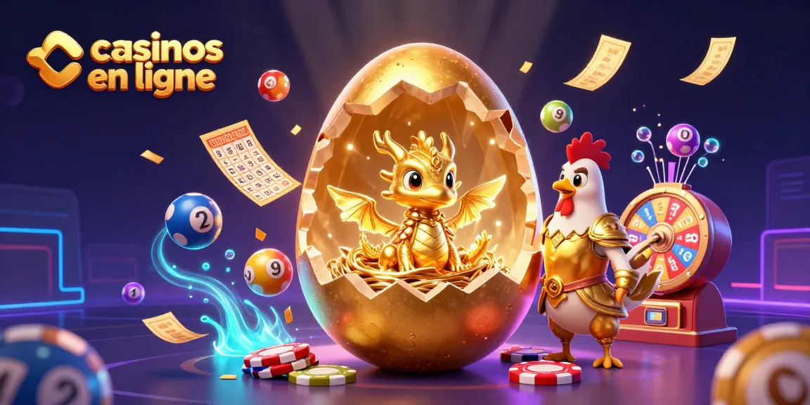Jouer aux casinos en ligne avec un dragon doré et des éléments festifs variés.