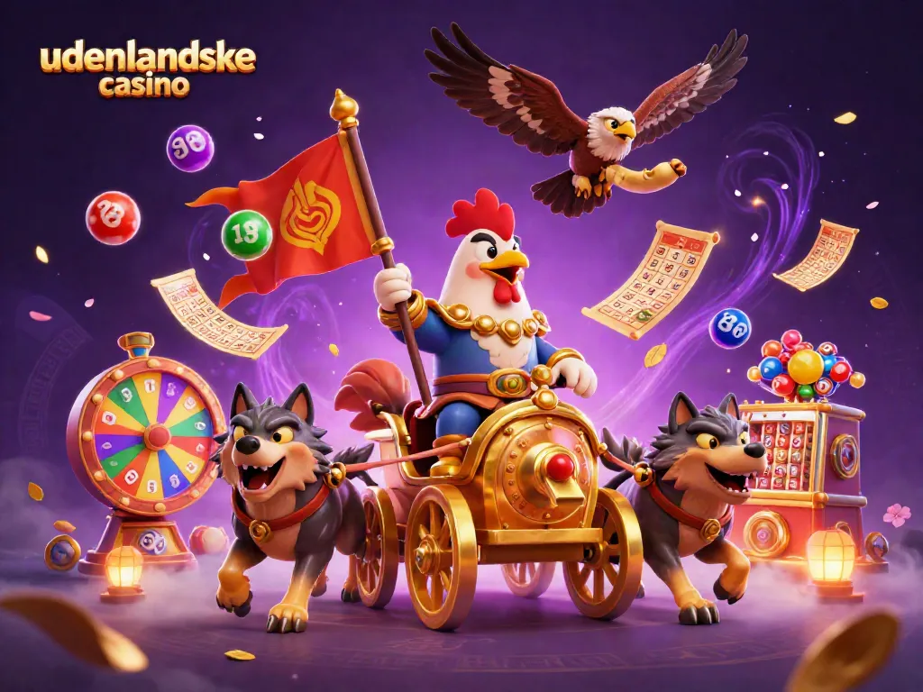 Experience the excitement of udenlandske casino adventures with a colorful, animated 3D scene showcasing thrilling gaming elements.
