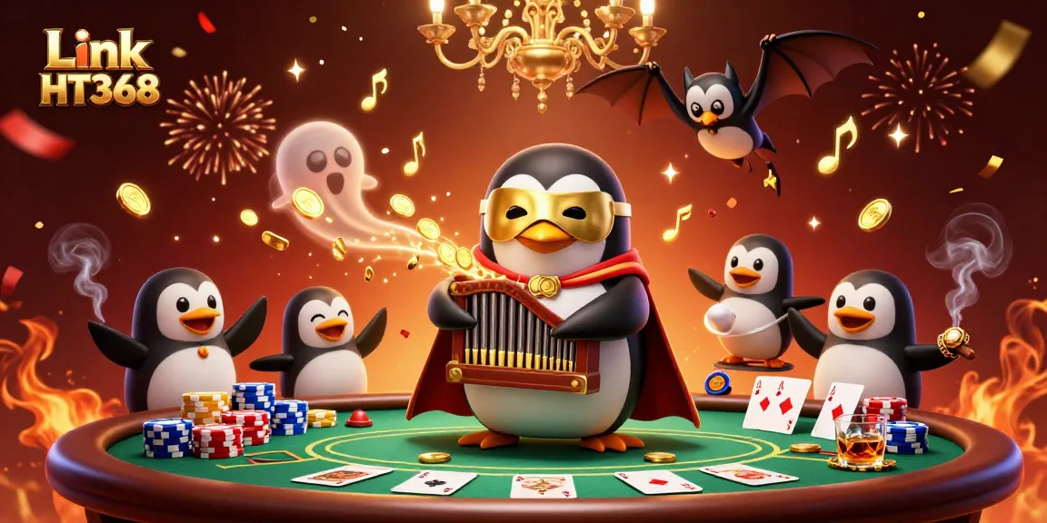 Play exciting games at Link HT368 with unique penguin characters embodying vibrant casino life.