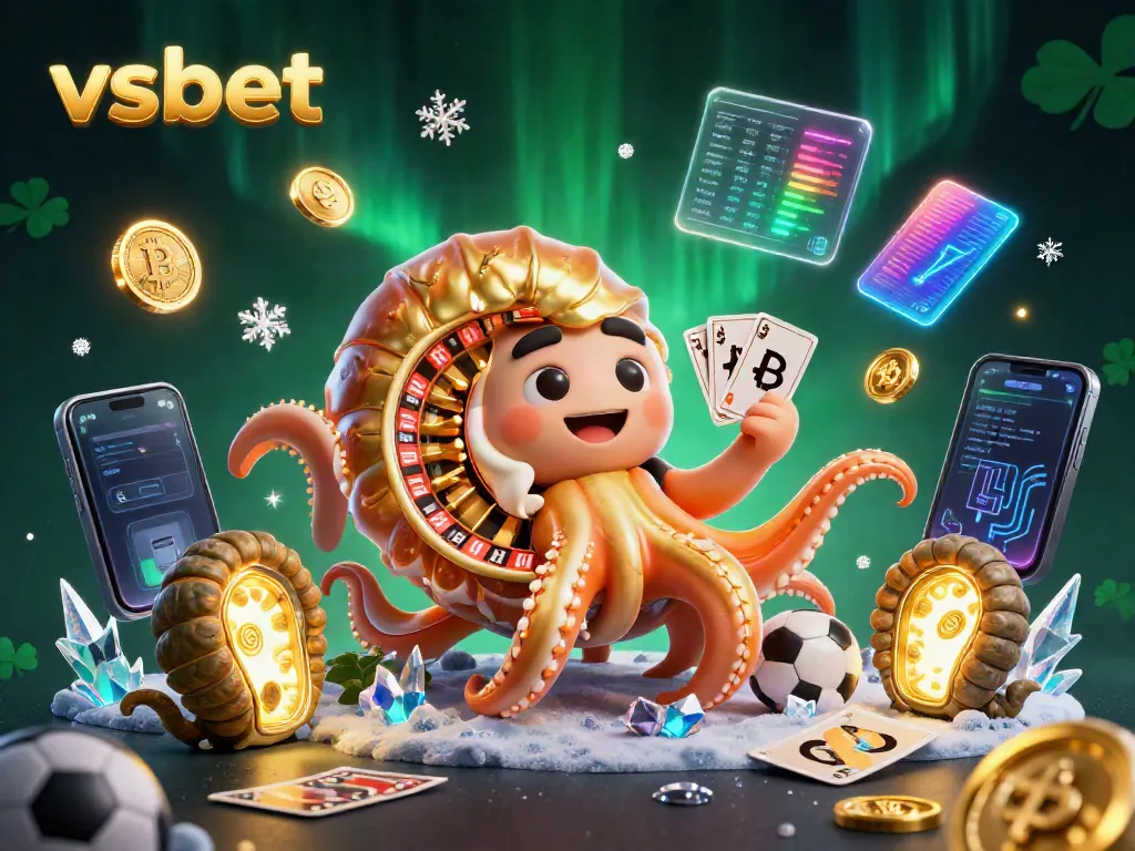 Engage in thrilling sports betting with vsbet, featuring a giant nautilus roulette wheel and vibrant 3D elements.