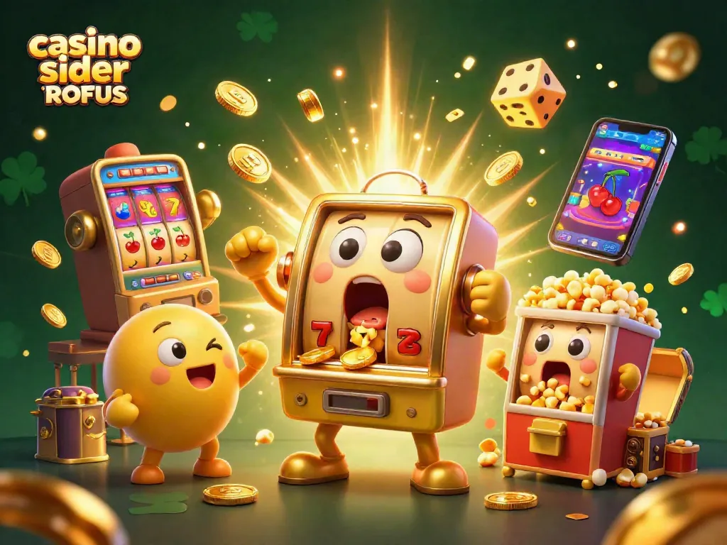 Experience the excitement of casino sider uden ROFUS with joyful slot machines celebrating a jackpot!