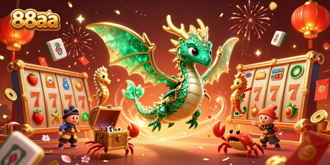 Experience the excitement of 88aa where slot reels and festive elements create a vibrant online casino atmosphere.