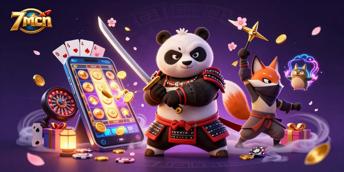 Engage with 7mcn's vibrant gaming scene featuring samurai panda and slot games combined.