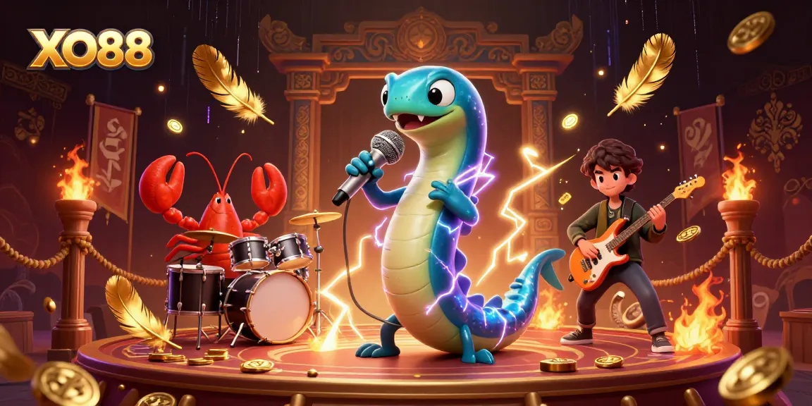 Experience vibrant gaming with XO88's electric eel DJ performance in an underwater casino.