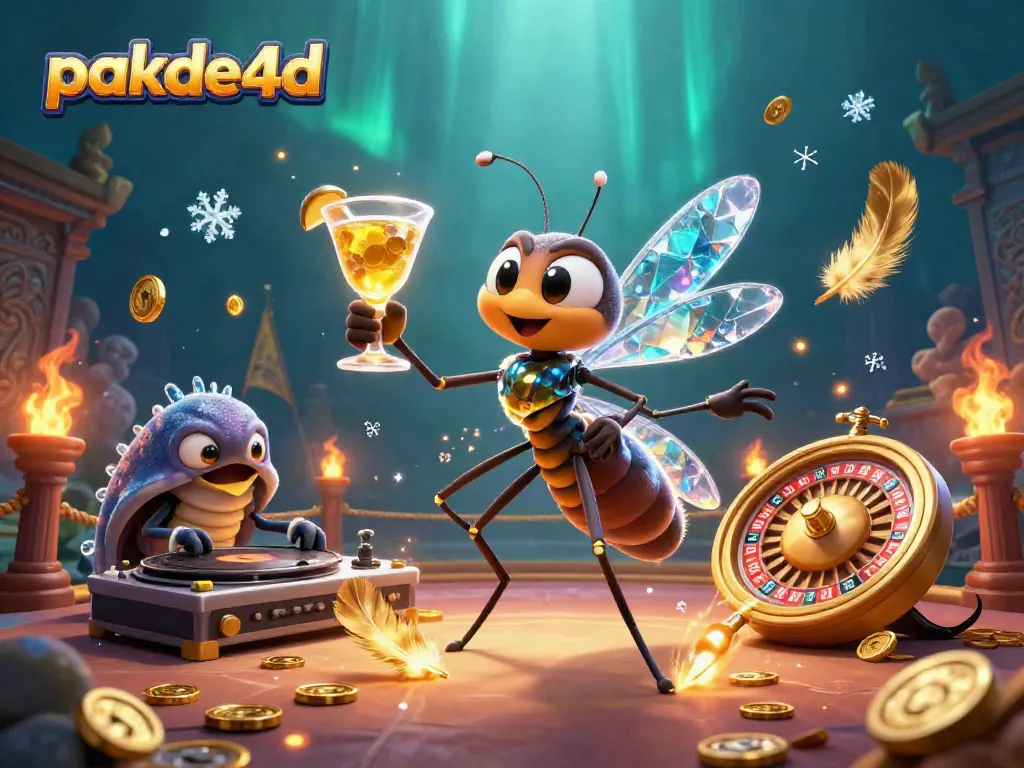 Experience pakde4d thrills with a lively 3D casino scene featuring a unique creature mascot.