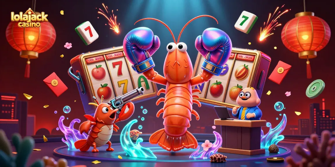 Play slots and win big at lolajack casino surrounded by vibrant 3D game-themed characters.