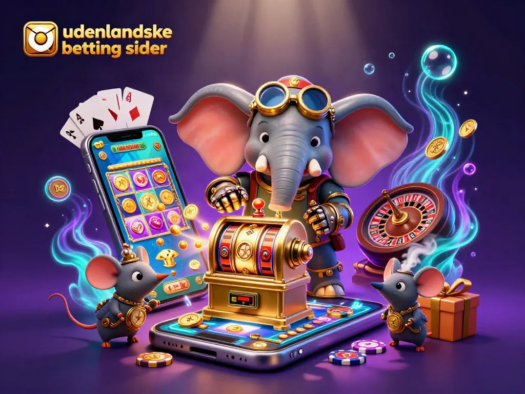 Engage with udenlandske betting sider in this vibrant 3D scene depicting dynamic casino elements.