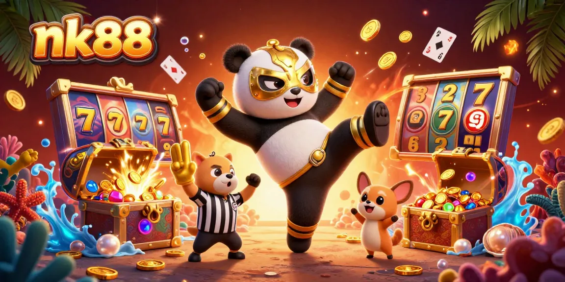 Experience thrilling gameplay at nk88 with a dynamic scene featuring exciting casino elements and animated characters.