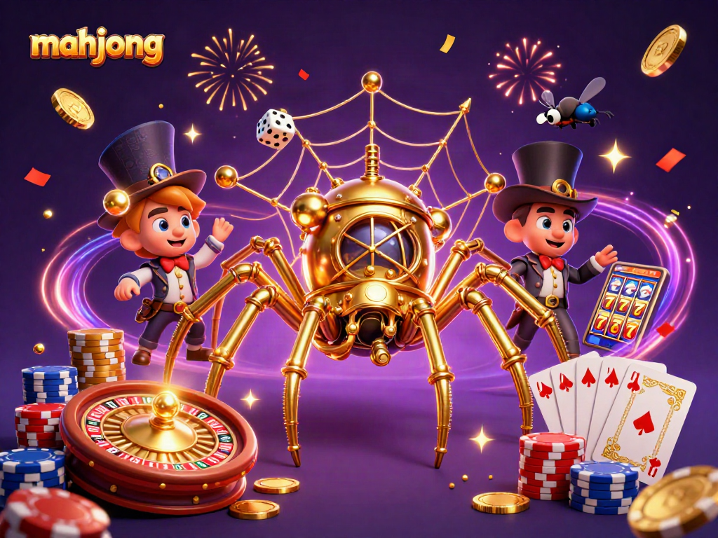 Experience mahjong in a vibrant 3D scene with a steampunk twist and dynamic casino elements.