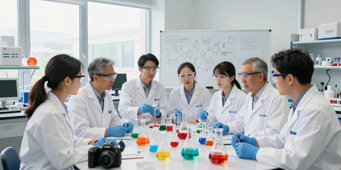 Ozon Chemical Europe team collaborating in a modern laboratory, showcasing commitment to quality chemical research.