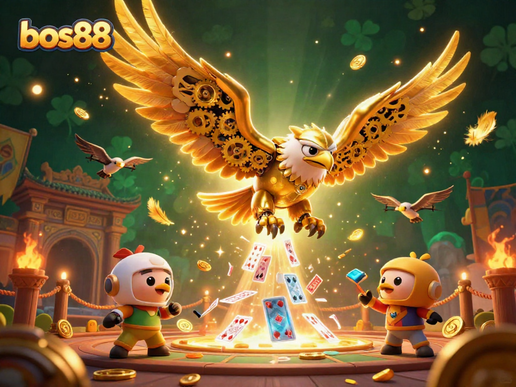 Taruhan slot seru di bos88 dengan karakter unggulan dan simbol kemenangan.