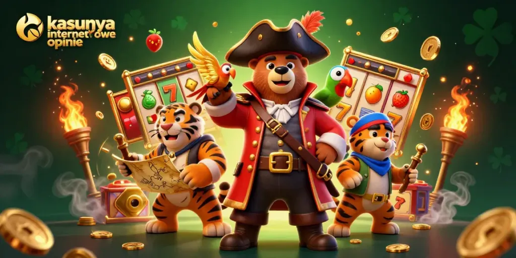 Experience kasyna internetowe opinie through lively pirate-themed gaming illustration with engaging casino elements.
