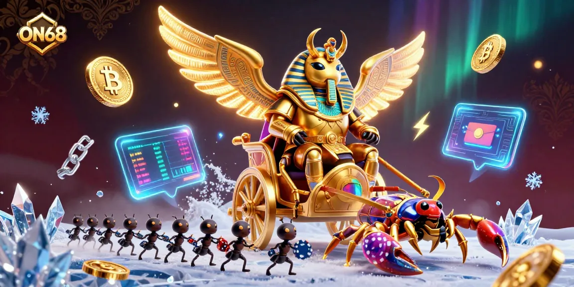 Join the excitement at ON68 casino with a vibrant 3D scene featuring a golden scarab beetle!