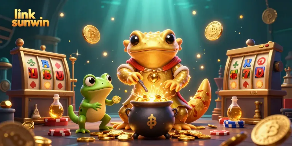 Engage in thrilling gameplay with link sunwin at a vibrant online casino, highlighting golden coins and exciting game elements.
