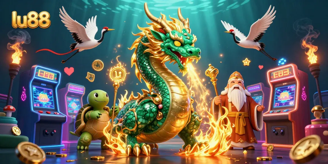 Engage in exciting gameplay at lu88 with a dynamic scene featuring a jade dragon and lucky elements.