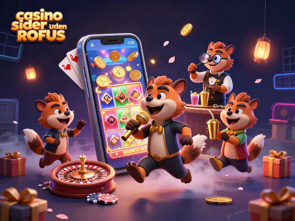 Experience thrilling gaming at casino sider uden ROFUS with lively hyena characters in a dynamic casino setting.