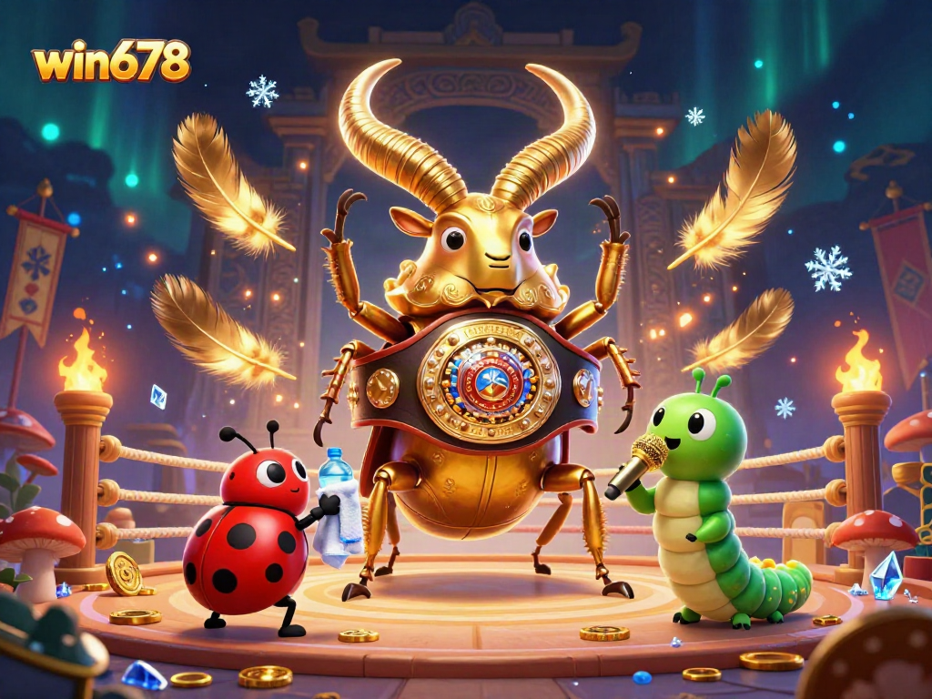 Win678 captures thrilling casino action with a unique boxing scene featuring vibrant cartoon characters.