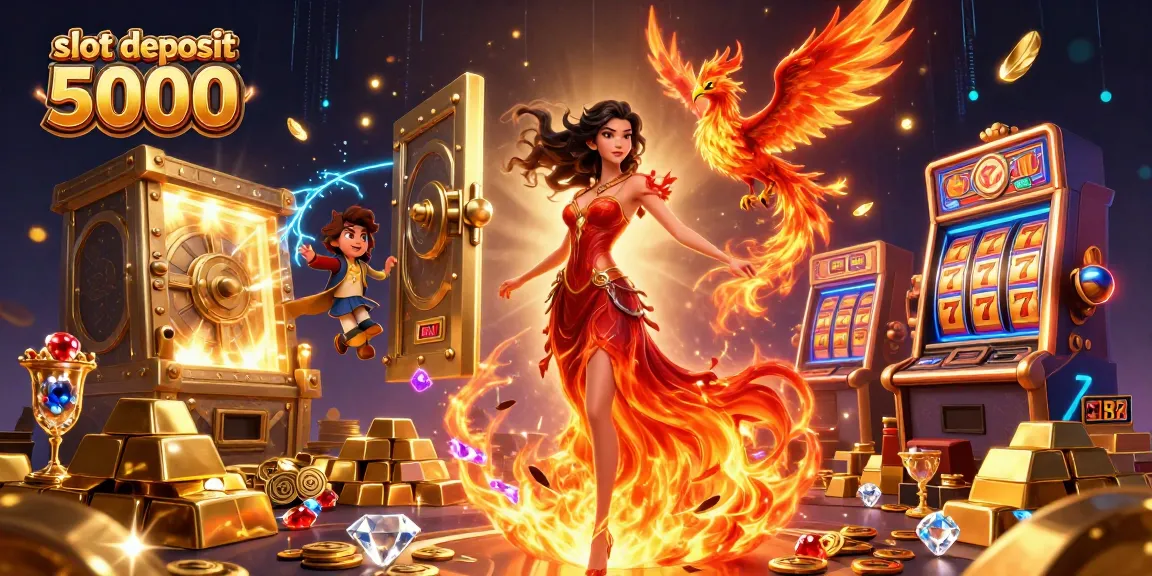 Engage in slot deposit 5000 action with stunning visual elements of treasure and slot machines.