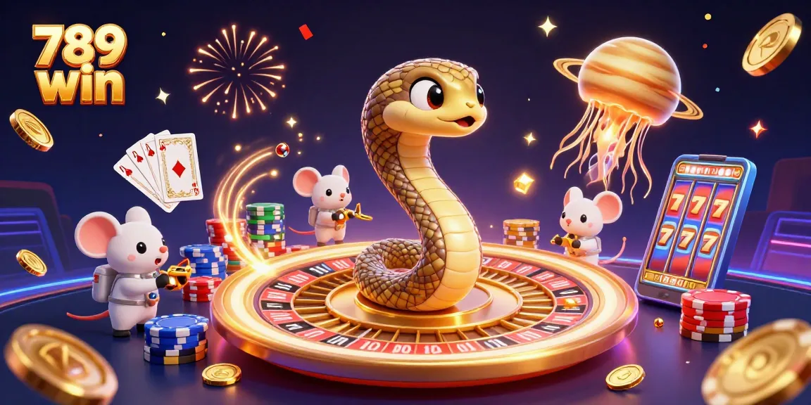 Engage in the thrilling world of 789 win with a vibrant cosmic casino scene filled with action and excitement