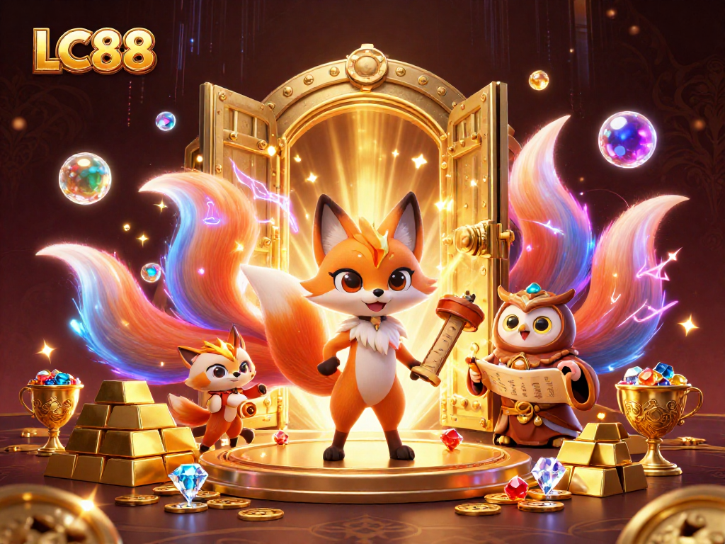 LC88 offers an exciting casino experience with vibrant spirit characters and treasure elements.