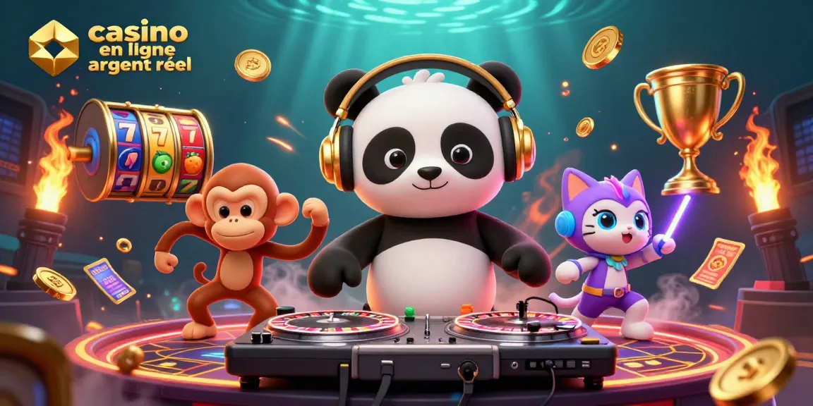 Jouez au casino en ligne argent réel avec ce panda DJ, un singe danseur et un chat rave.