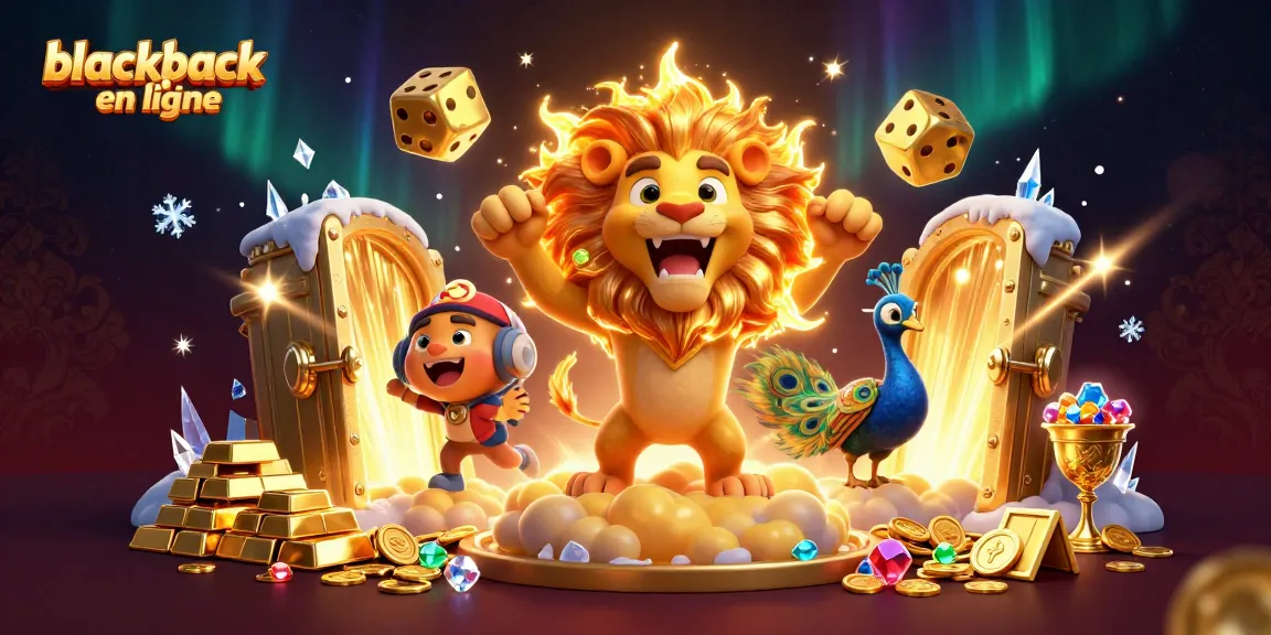 Jouez au blackjack en ligne avec des jetons et des gains scintillants dans une illustration animée.