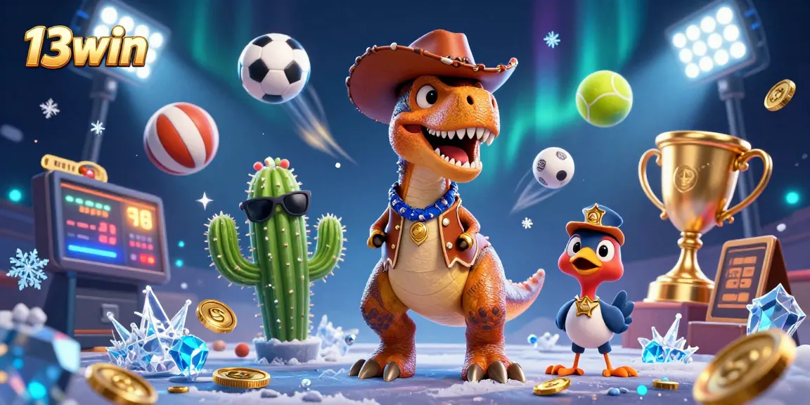 Engage in thrilling gameplay with 13win, featuring a vibrant casino scene with dynamic characters and elements.