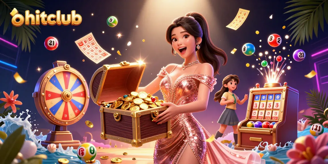 Experience thrilling moments at hitclub with vibrant lottery elements and a joyful host.