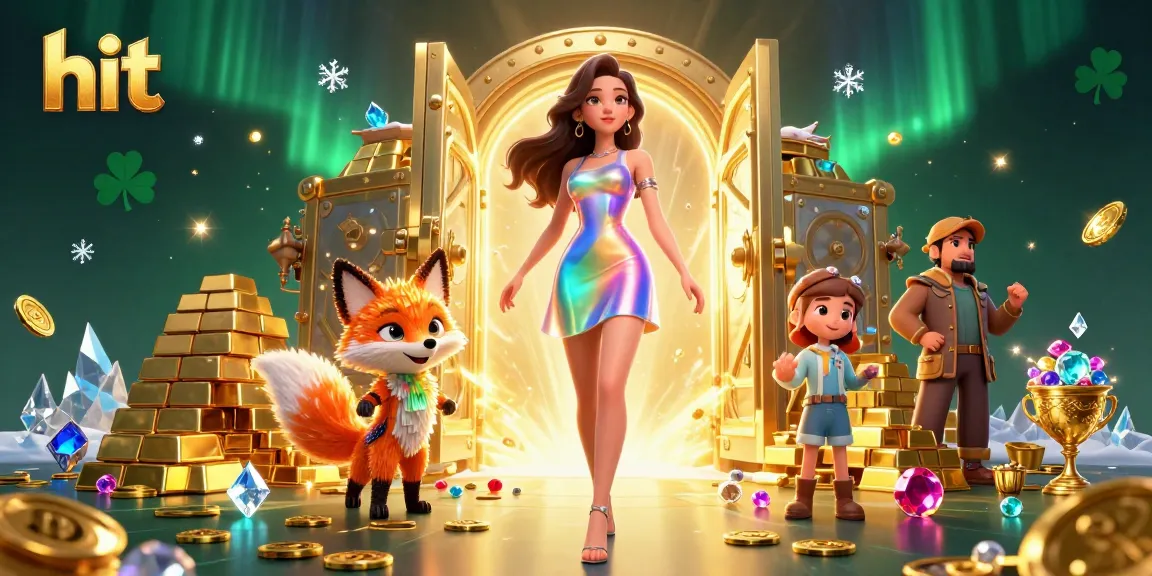 A dazzling illustration depicting hit-themed gaming excitement with vibrant treasure overflowing.