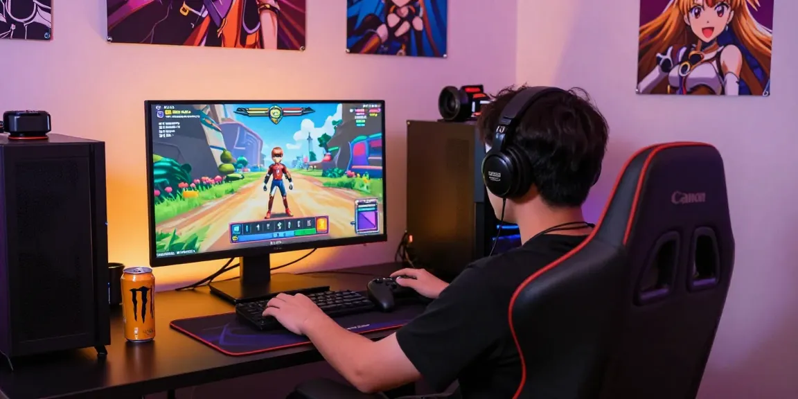 Experience the excitement of playing an html hentai game in a vibrant gaming environment with engaging graphics and accessories.