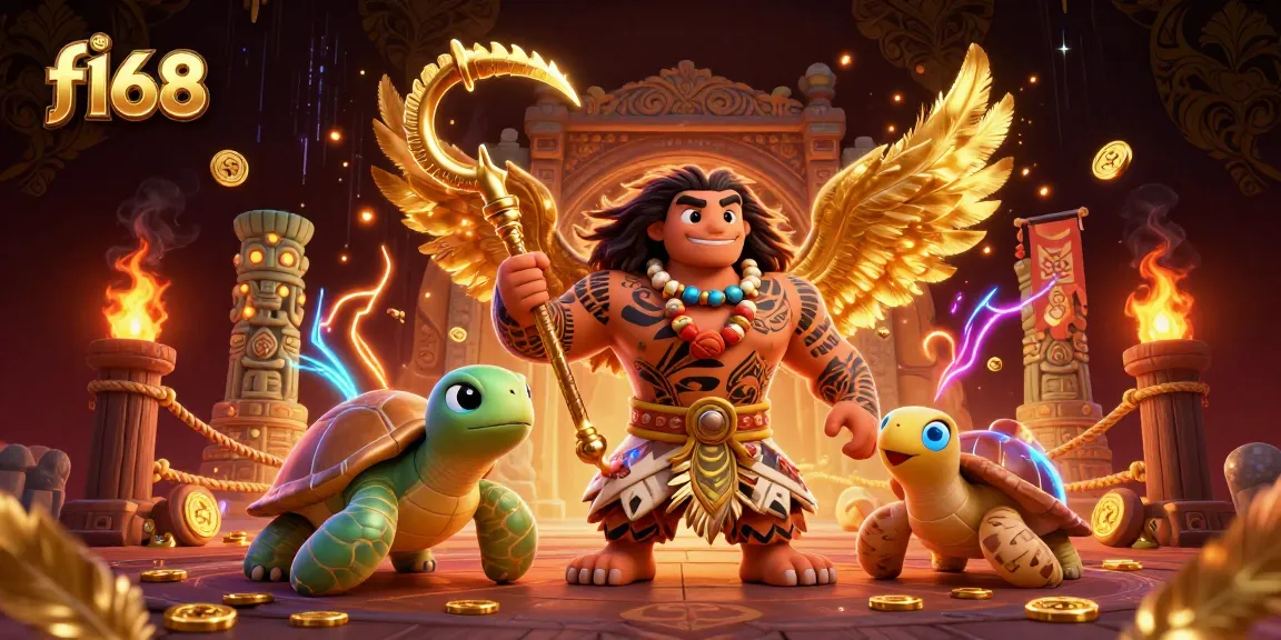 Join the excitement at f168 with vibrant casino elements and characters in a dynamic scene
